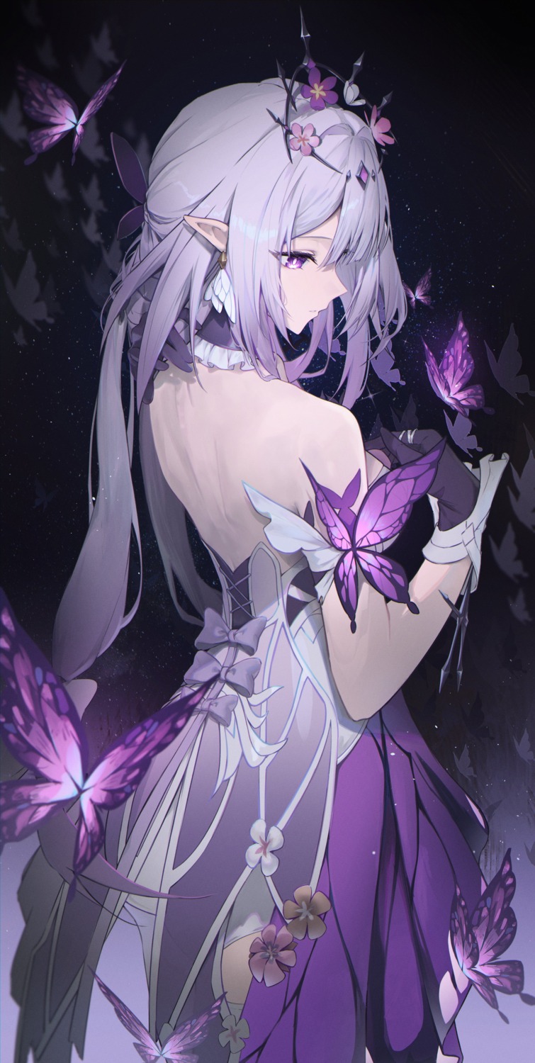 bakemonsou, castorice, dress, honkai:_star_rail, no_bra, pointy_ears, thighhighs