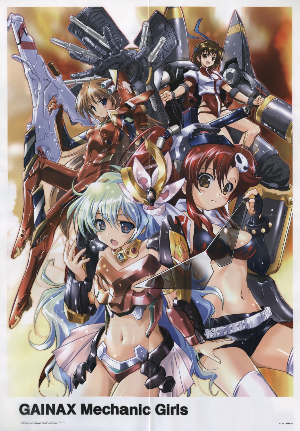 bodysuit, color_issue, gunbuster, komatsu_e-ji, mecha, neon_genesis_evangelion, nia, souryuu_asuka_langley, takaya_noriko, tengen_toppa_gurren_lagann, yoko