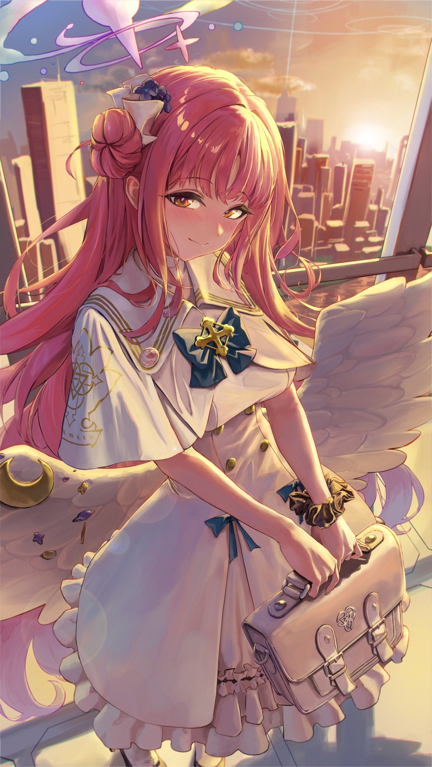angel, blue_archive, bocchi_(kuropom7), dress, misono_mika, wings