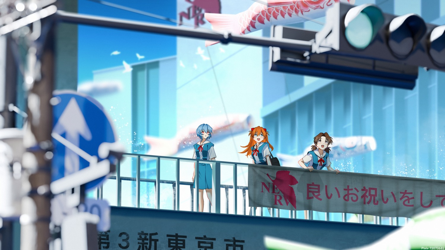 ayanami_rei, horaki_hikari, neon_genesis_evangelion, seifuku, souryuu_asuka_langley, text_(artist), wallpaper