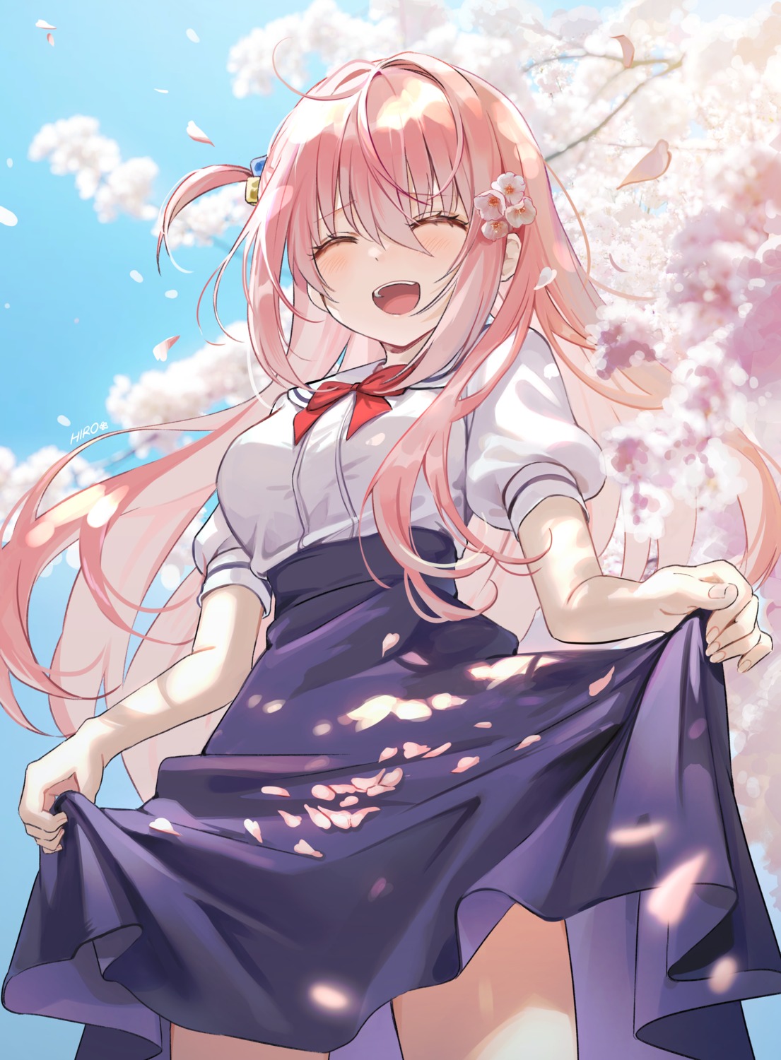 bocchi_the_rock!, gotou_hitori, rounizm, seifuku, skirt_lift