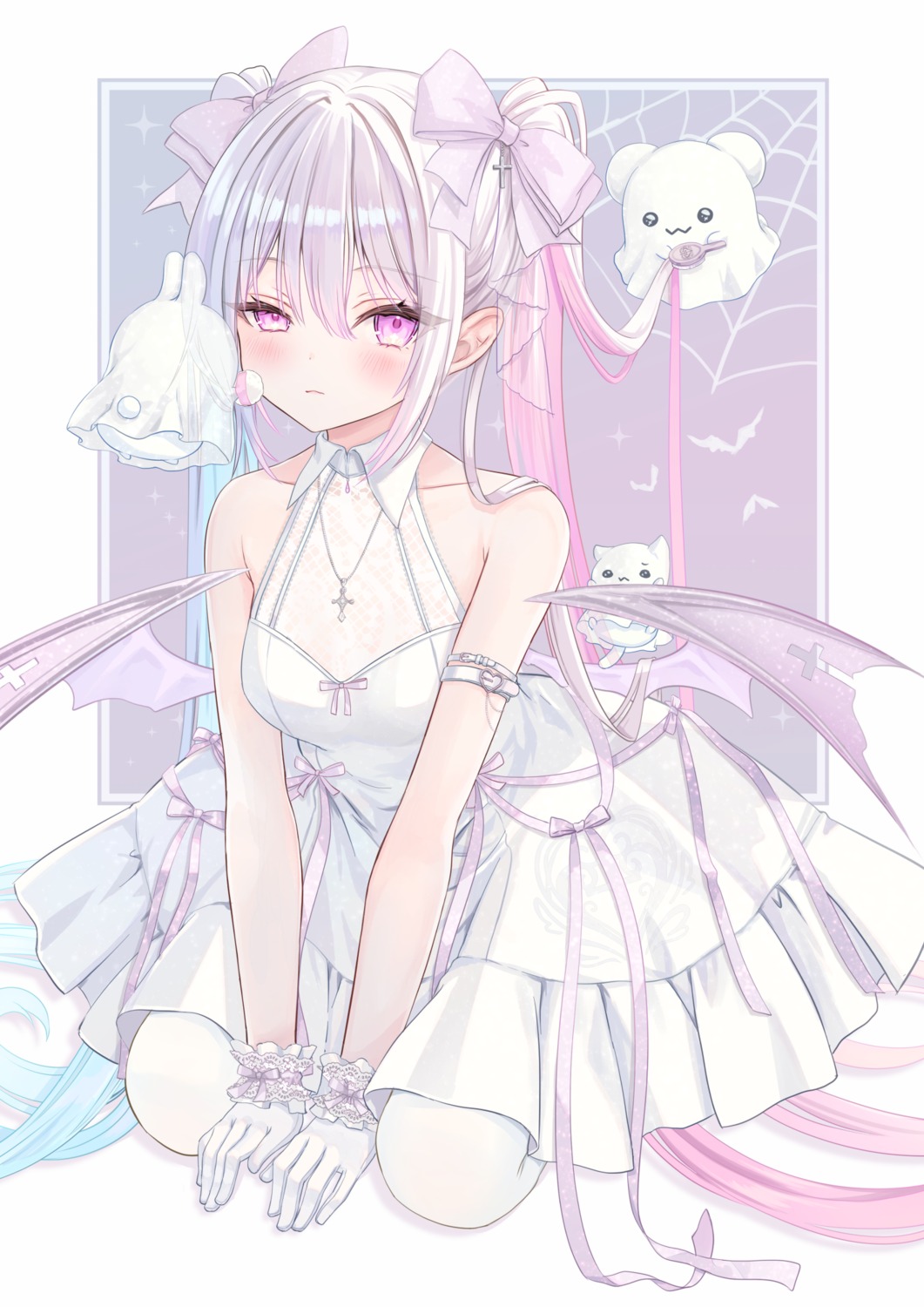 dress, kihane, no_bra, pointy_ears, see_through, wings