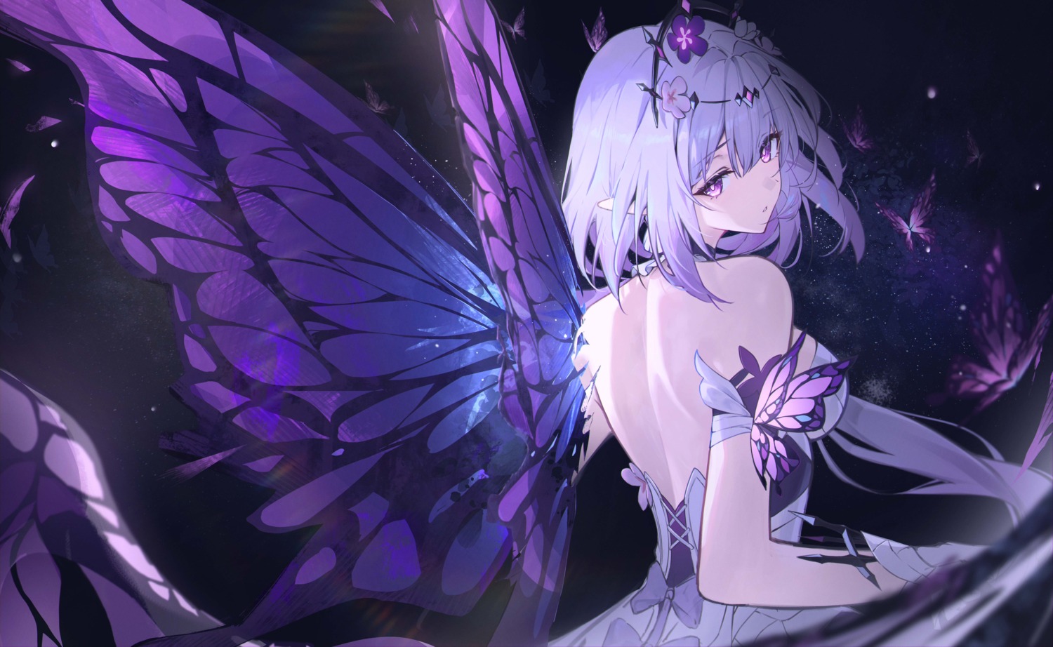 bakemonsou, castorice, dress, honkai:_star_rail, no_bra, pointy_ears, wings