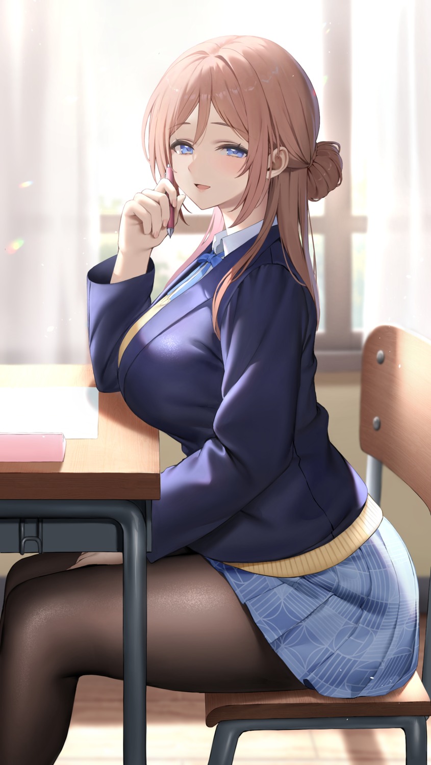 artist_revision, gakuen_idolm@ster, hibimaru, himesaki_rinami, pantyhose, seifuku, skirt_lift, sweater