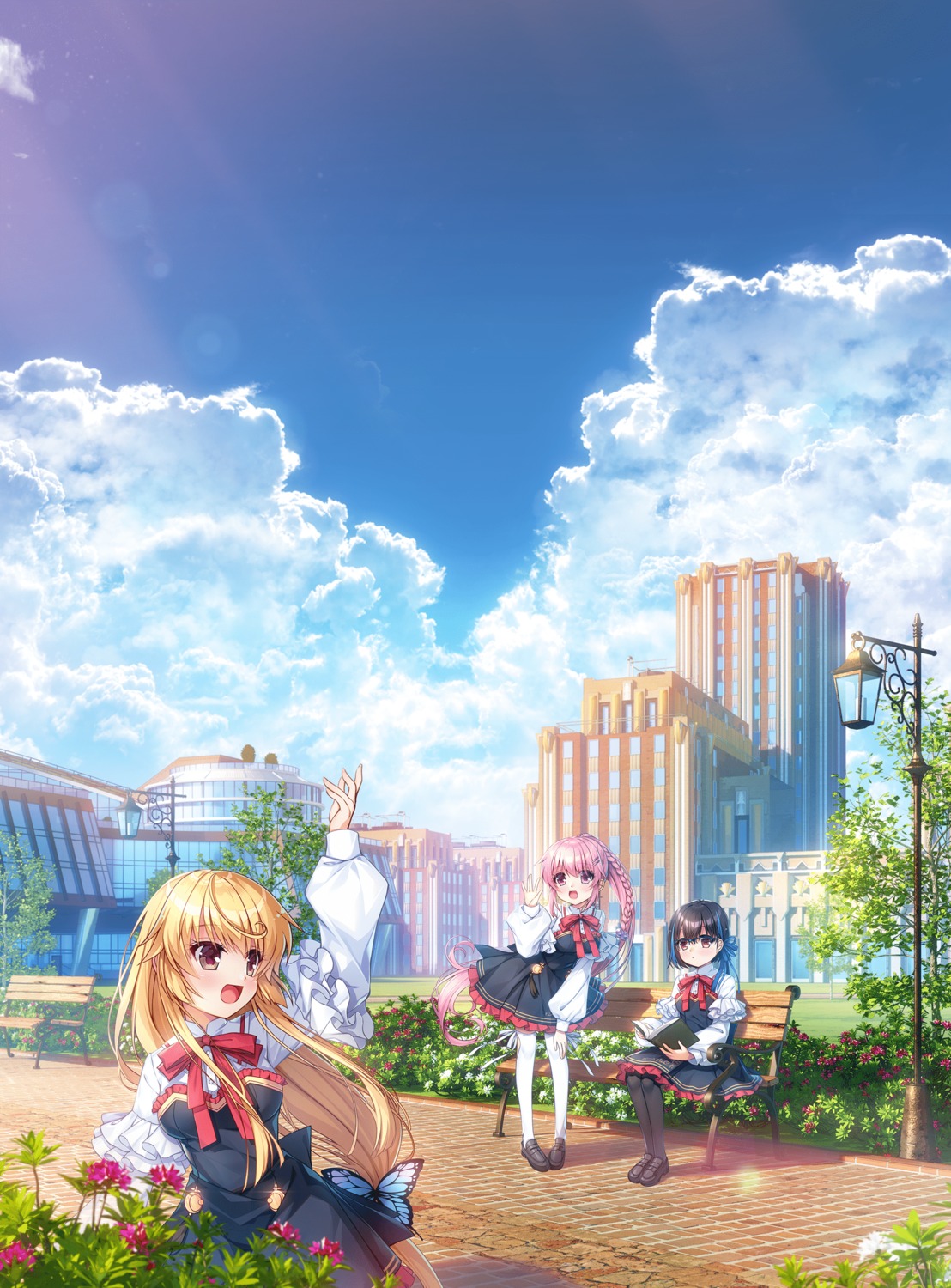 hinoue_itaru, landscape, novamicus, seifuku, thighhighs