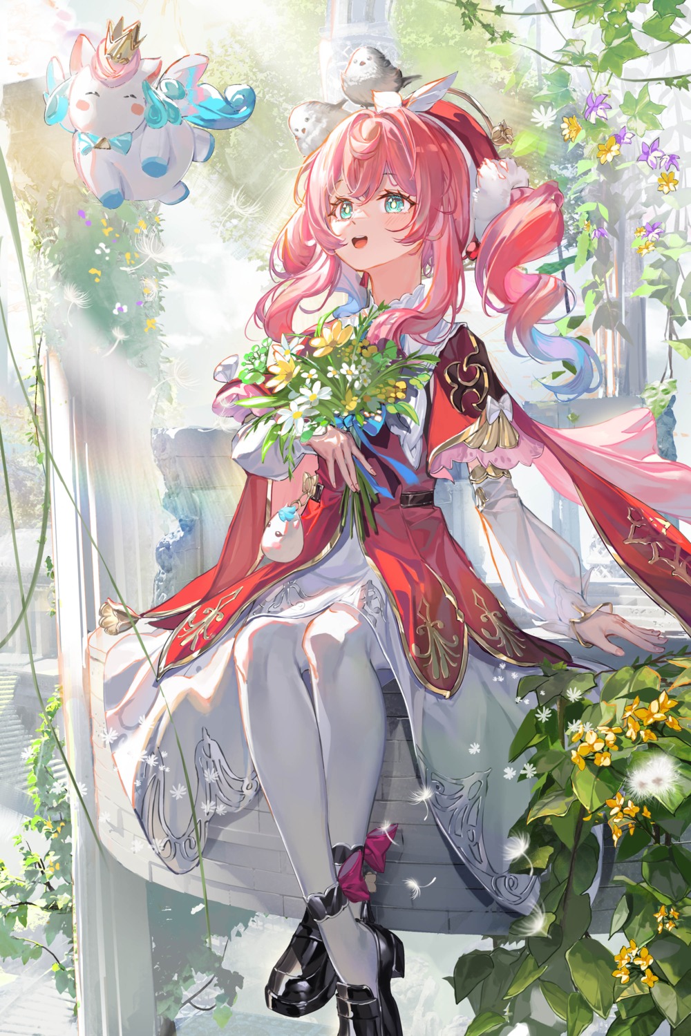 al_guang, dress, honkai:_star_rail, hyacine, pantyhose, skirt_lift