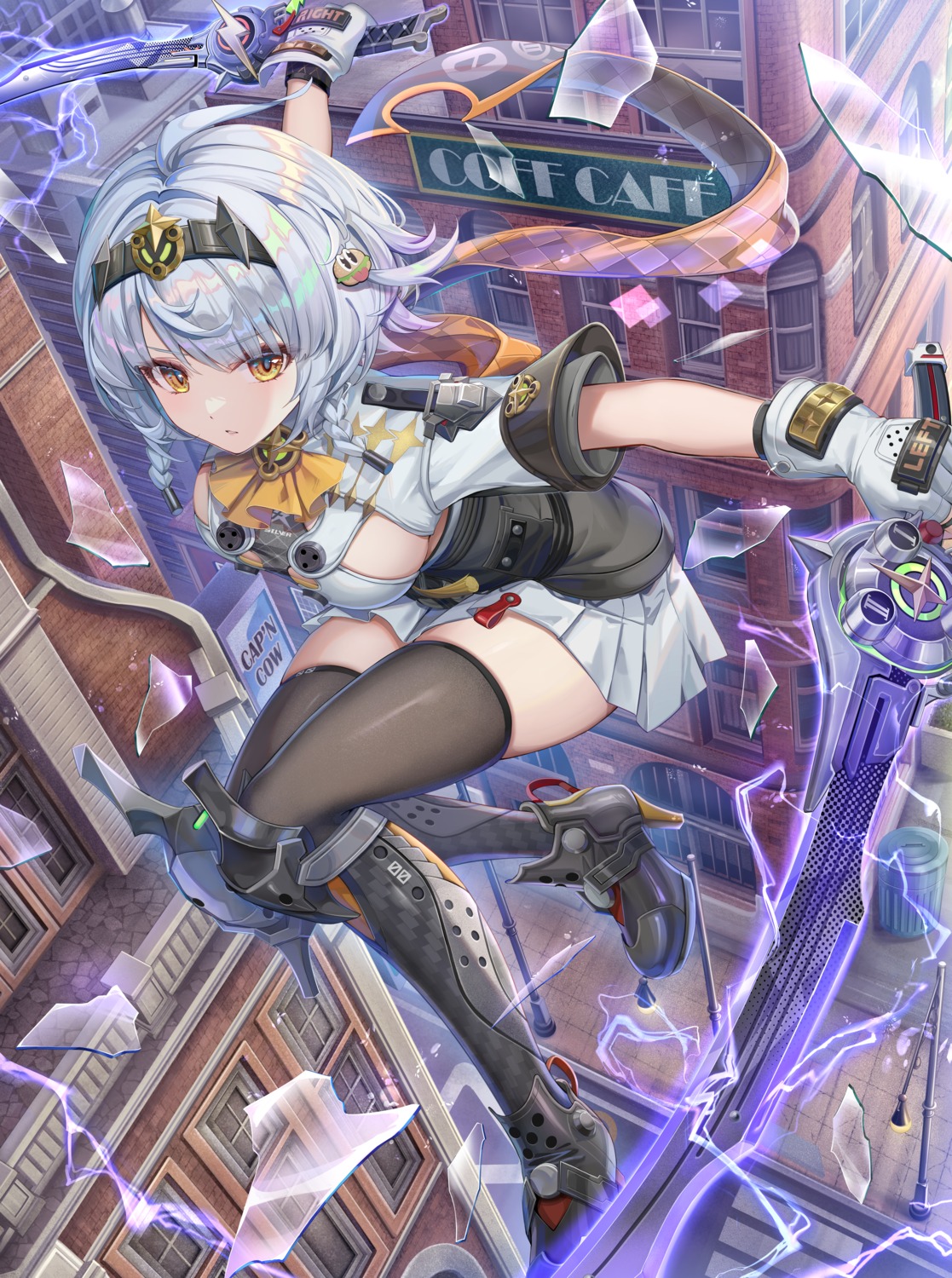 anby_demara, armor, heels, sword, thighhighs, torino_akua, zenless_zone_zero