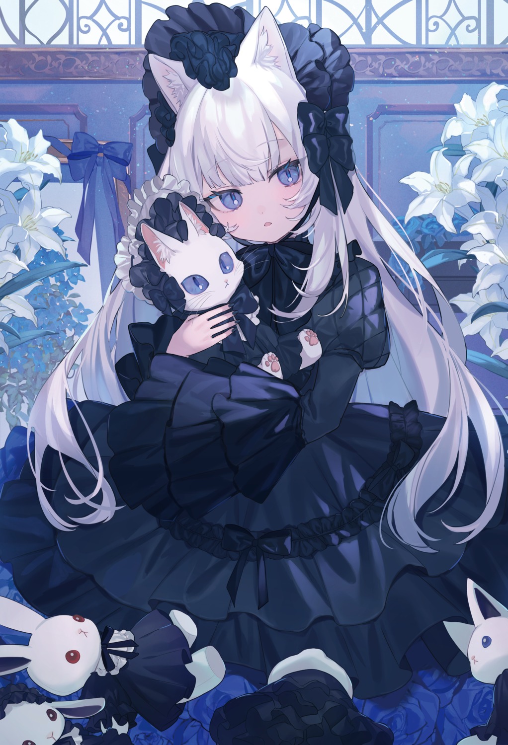 animal_ears, dress, gothic_lolita, lolita_fashion, neko, nekomimi, shugao