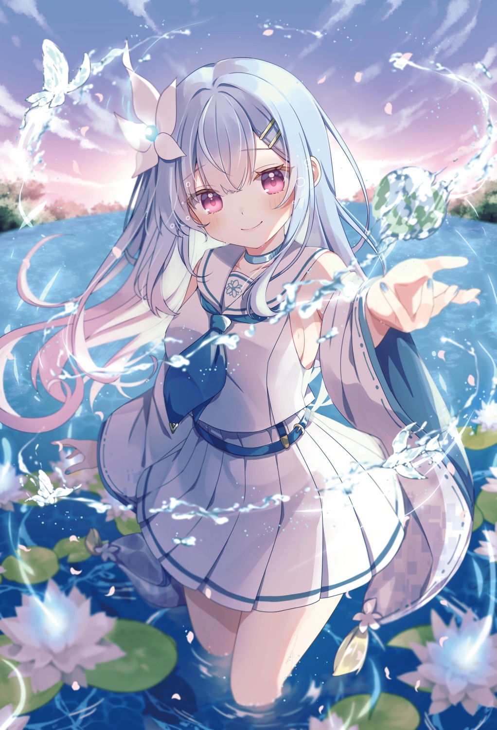 gomano_rio, japanese_clothes, no_bra, seifuku, wet