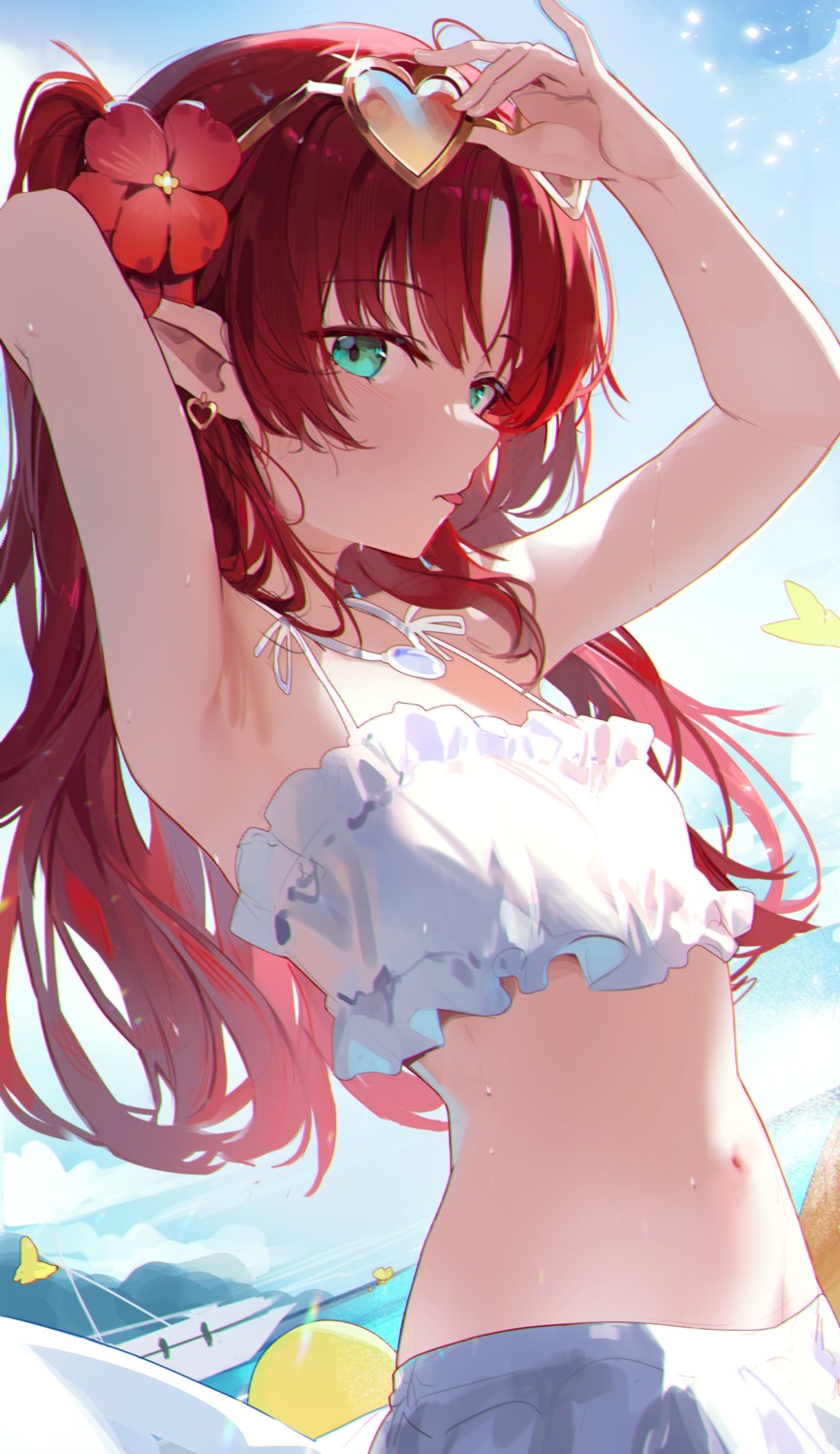 arknights, bikini_top, megane, myrtle_(arknights), pointy_ears, re0n, swimsuits, wet
