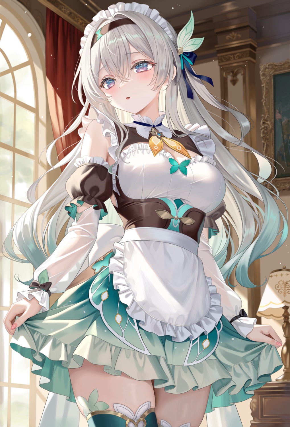 firefly, honkai:_star_rail, koya_(koyacocoa), maid, skirt_lift, thighhighs