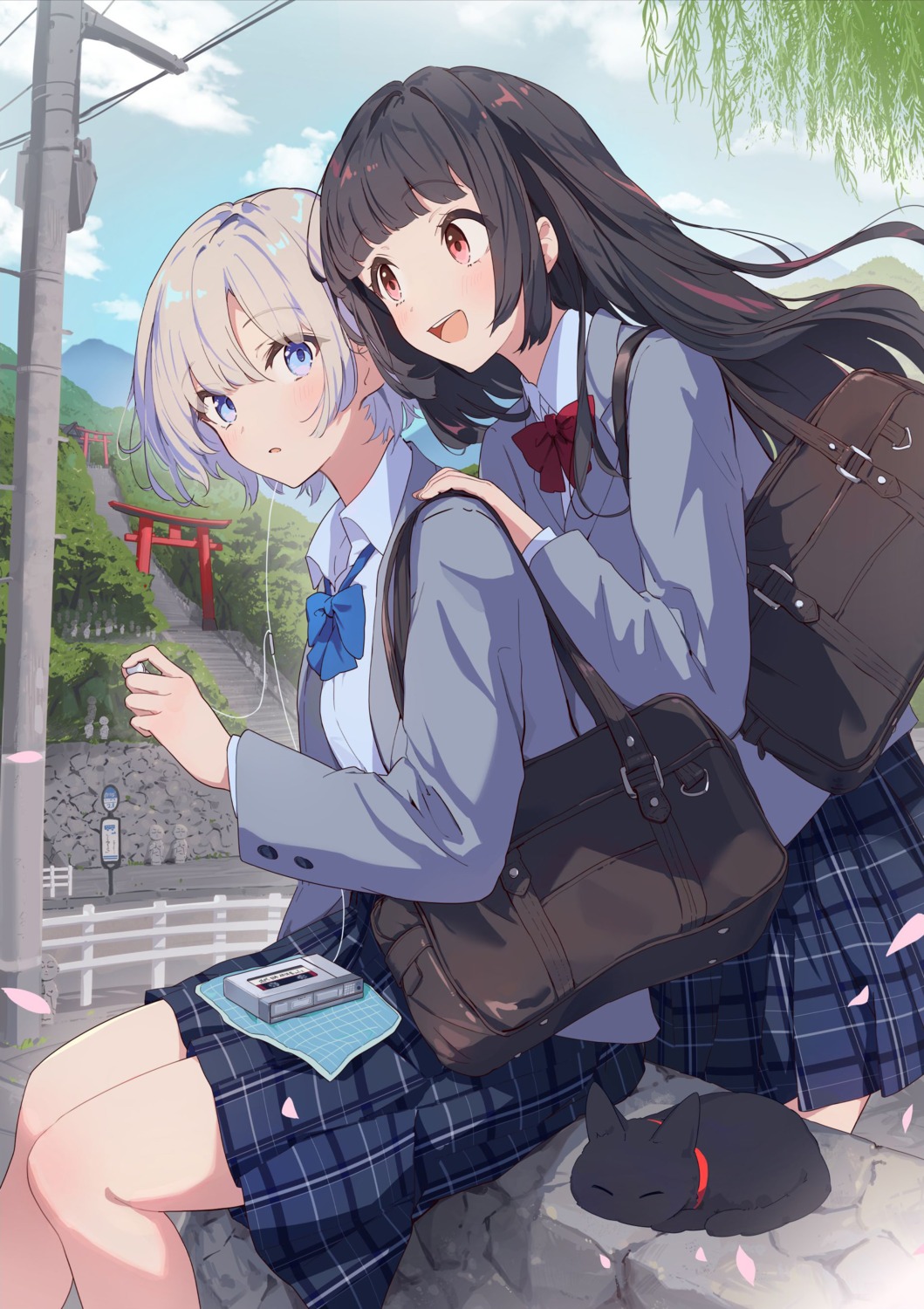 kodamazon, natsume_uta, neko, seifuku, shiroharu_ao, watashi_no_kaidanshi_wa_ponkotsu_kawaii