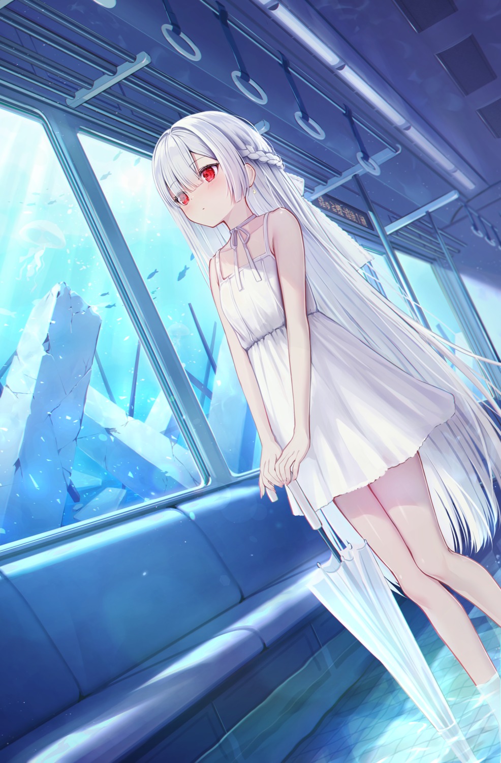 dress, fuyoyo, summer_dress, umbrella, wet