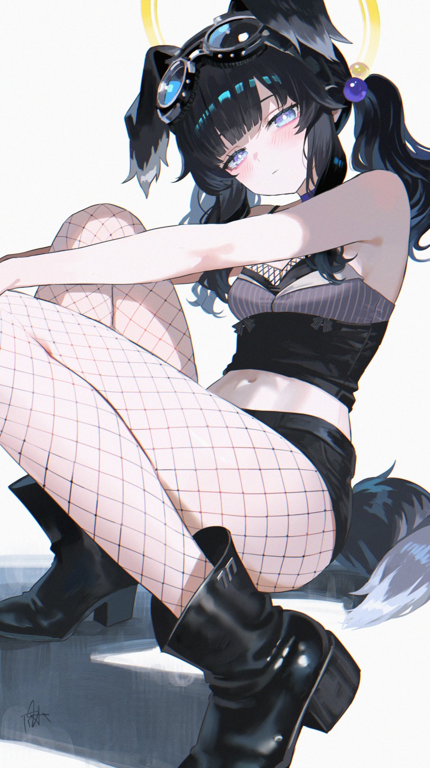 animal_ears, blue_archive, fishnets, halo, heels, inumimi, nekozuka_hibiki, pantyhose