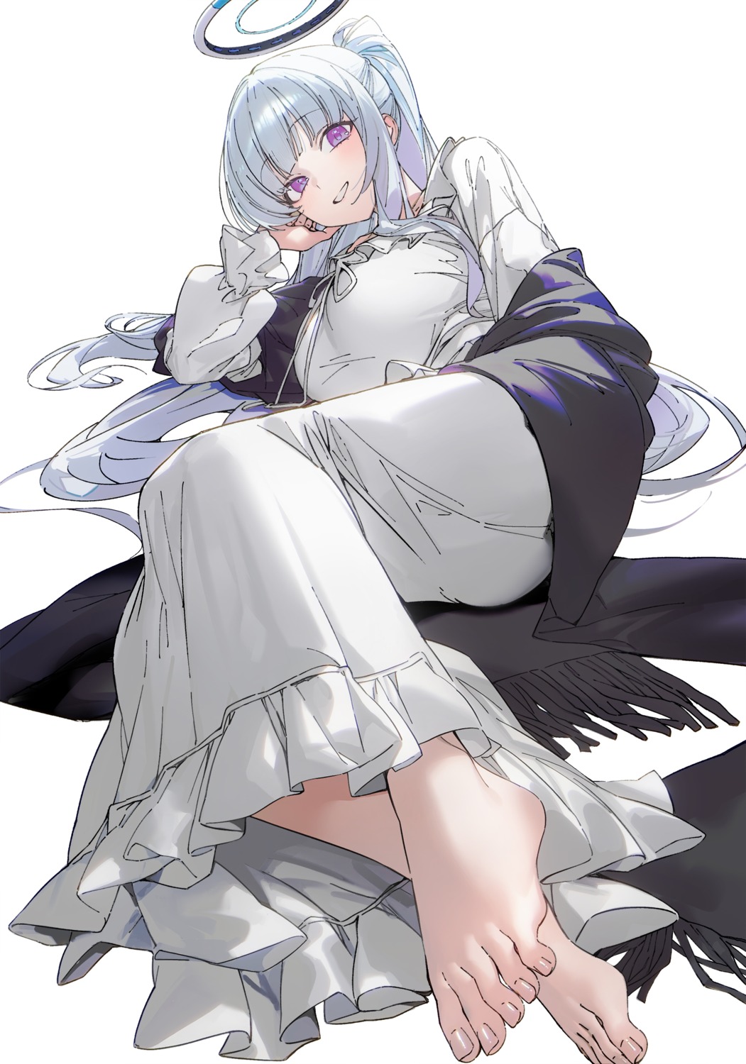 blue_archive, drive_shot, feet, halo, pajama, ushio_noa