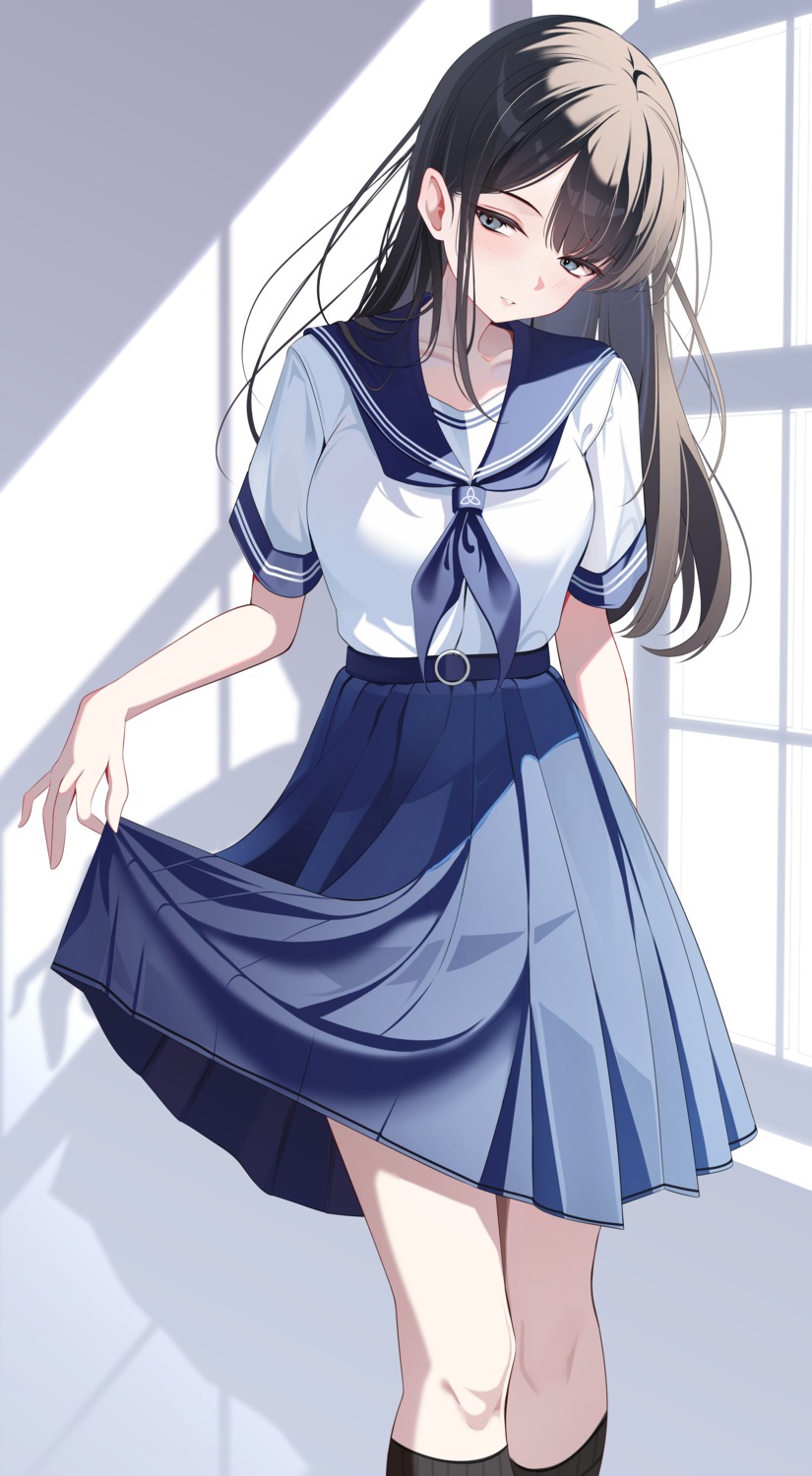 seifuku, sikimosh, skirt_lift