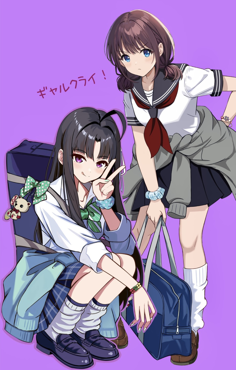 awa_subaru, girls_band_cry, iseri_nina, seifuku, skirt_lift, sweater, zaofeng