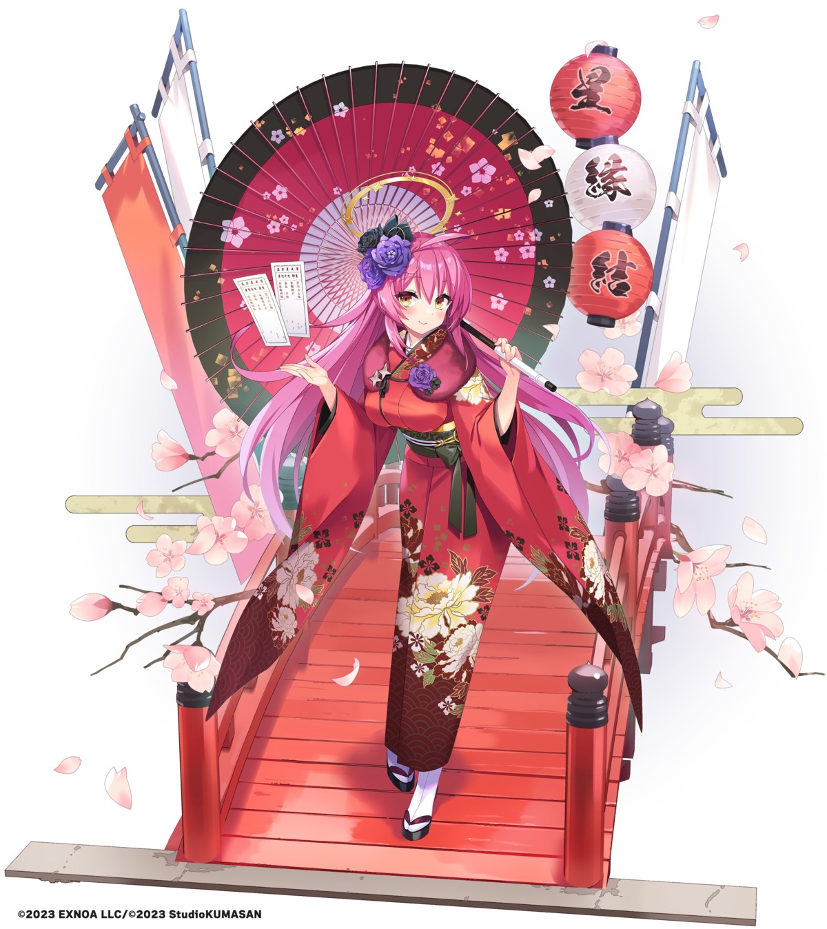 halo, kannagi_rei, kimono, twinkle_star_knights, umbrella