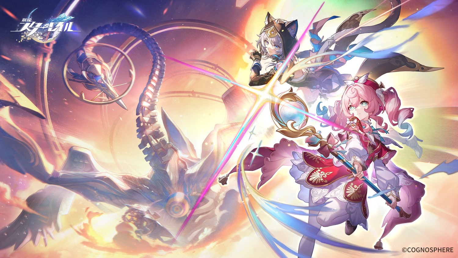 animal_ears, cipher_(honkai:_star_rail), dress, garter, honkai:_star_rail, hyacine, monster, nekomimi, pantyhose, skirt_lift, stockings, tagme, tail, thighhighs, wallpaper, weapon