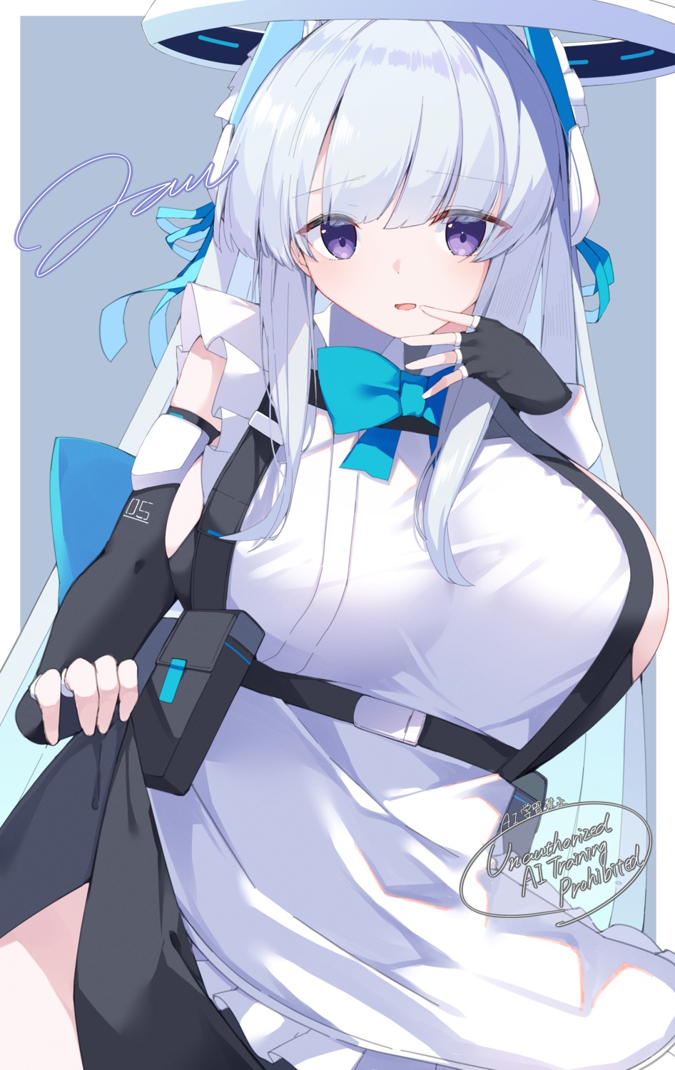 asuma_toki, blue_archive, cosplay, halo, jam_(jamjam777), maid, skirt_lift, ushio_noa