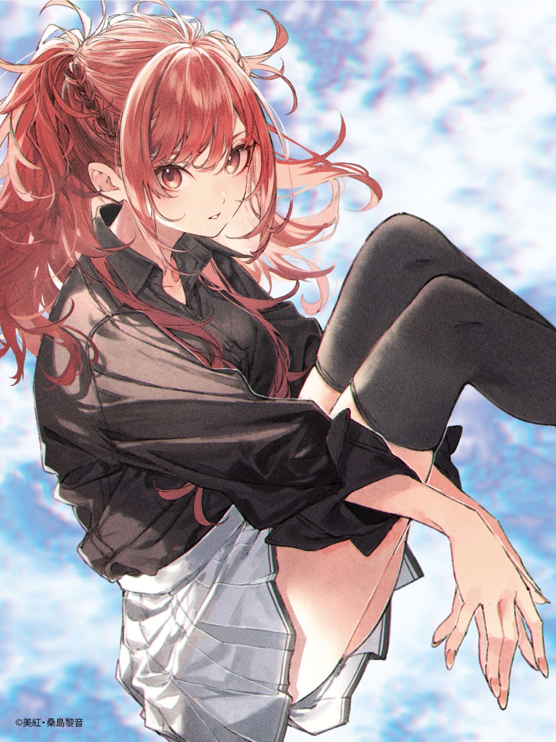 isekai_de_cheat_skill_wo_te_ni_shita_ore_wa_genjitsu_sekai_wo_mo_musou_suru, kazama_kaede, kuwashima_rein, seifuku, skirt_lift, thighhighs