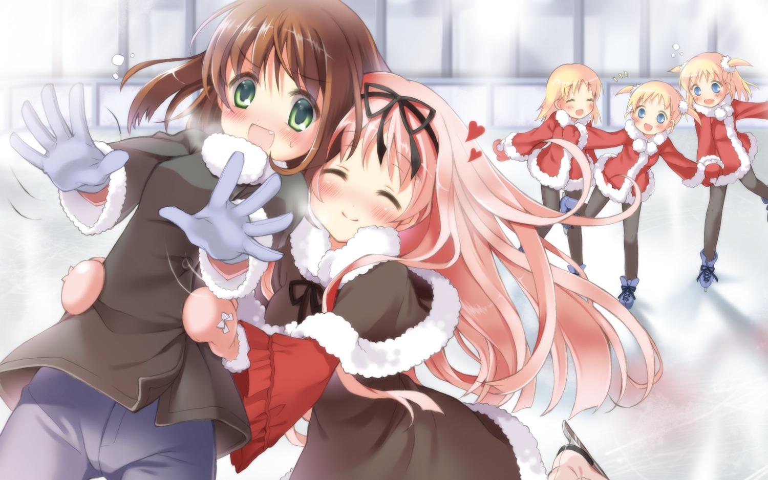 garden, himemiya_ruri, hoshino_erika, pan, pantyhose, suzumura_azami, wallpaper