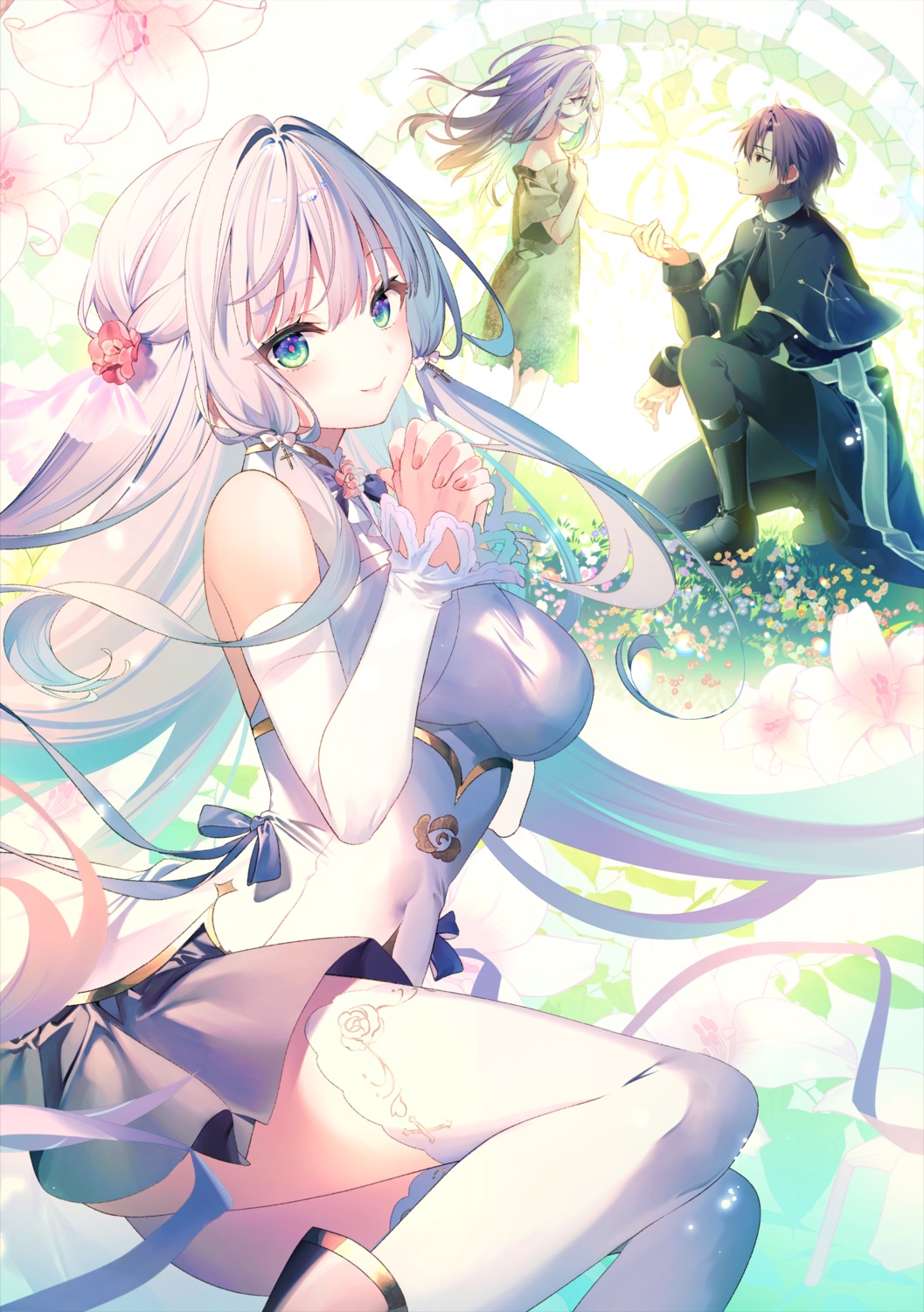 dress, mob_shisai_dakedo_kono_sekai_ga_otome_game_dato_kizuitanode_heroine_wo_ikusei_shimasu, no_bra, riichu, skirt_lift, thighhighs, torn_clothes