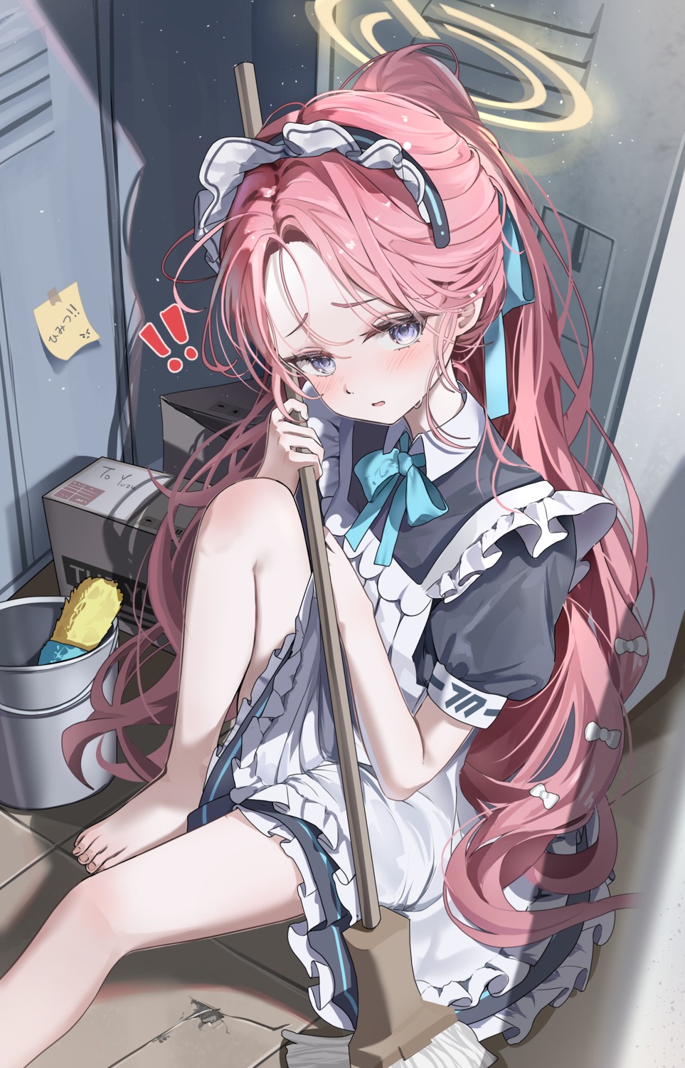 blue_archive, halo, hanaoka_yuzu, maid, skirt_lift, umou_(umouawa)