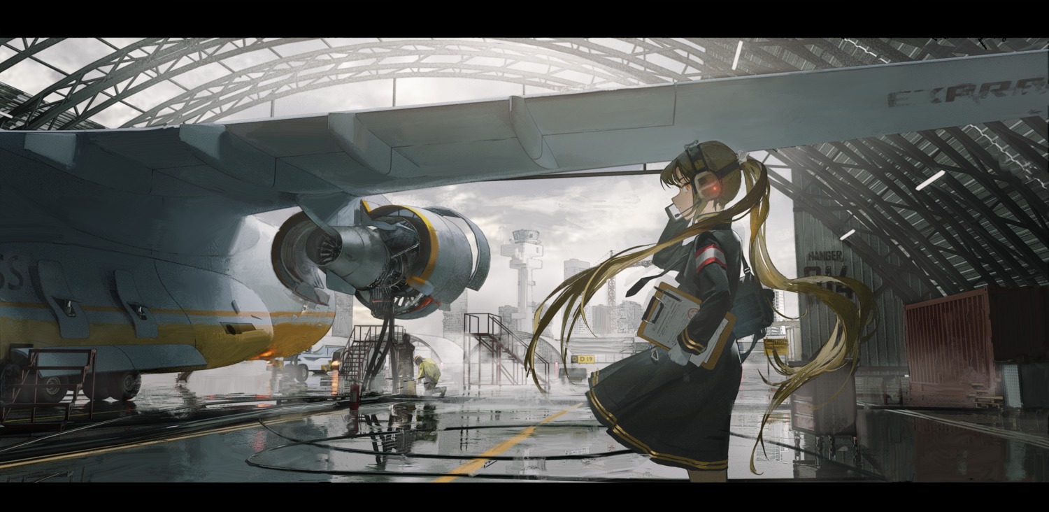 headphones, recon_(54995499), skirt_lift, uniform