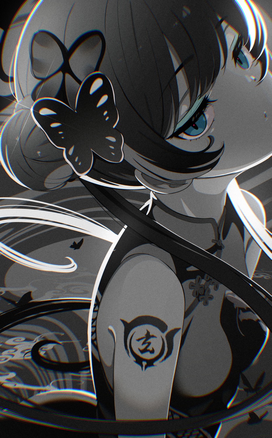 blue_archive, chinadress, halo, rindou_ringdong, ryuuge_kisaki, tattoo