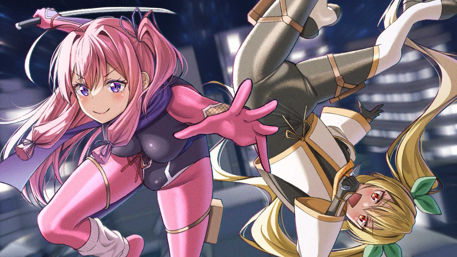 bodysuit, fishnets, garter, gurande, ideura_shizuri, natsumi_kanna, neet_kunoichi_to_nazeka_dousei_hajimemashita, ninja