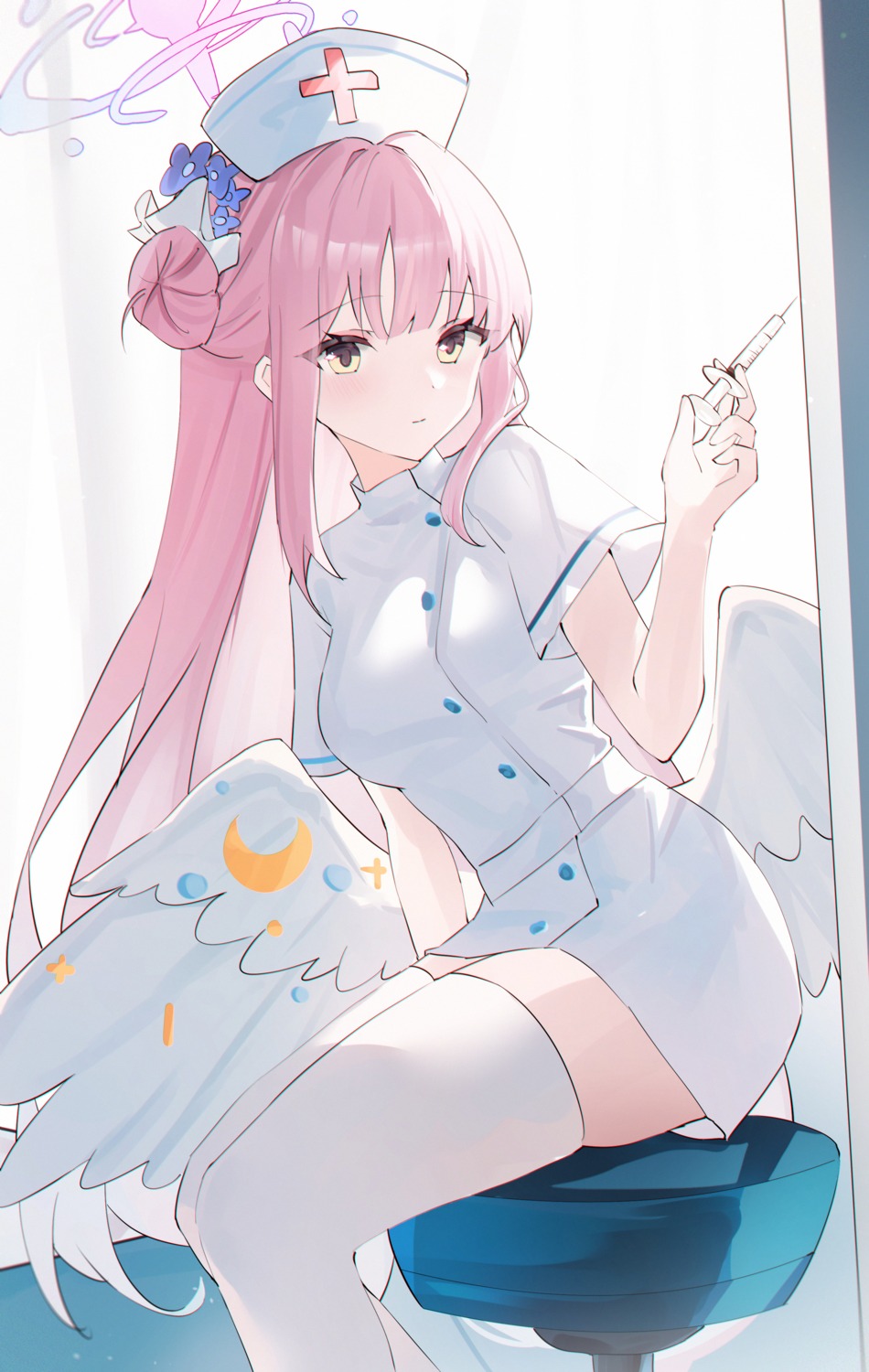 angel, blue_archive, misono_mika, nurse, thighhighs, usagi_(786113654), wings