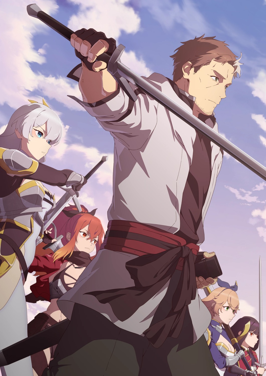 allucia_citrus, armor, beryl_gardenant, cleavage, curuni_crueciel, ficelle_harbeller, katainaka_no_ossan_kensei_ni_naru, surena_lysandra, sword, tagme