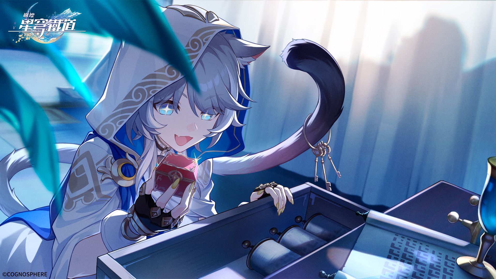 animal_ears, cipher_(honkai:_star_rail), honkai:_star_rail, nekomimi, tagme, tail, wallpaper
