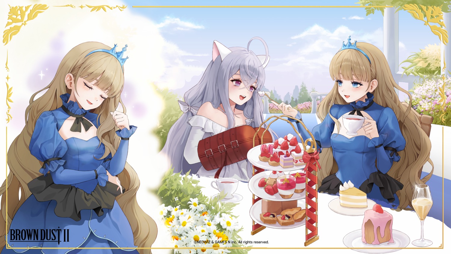 animal_ears, bondage, brown_dust_ii, dora_(garyeong), dress, glacia, nekomimi, no_bra
