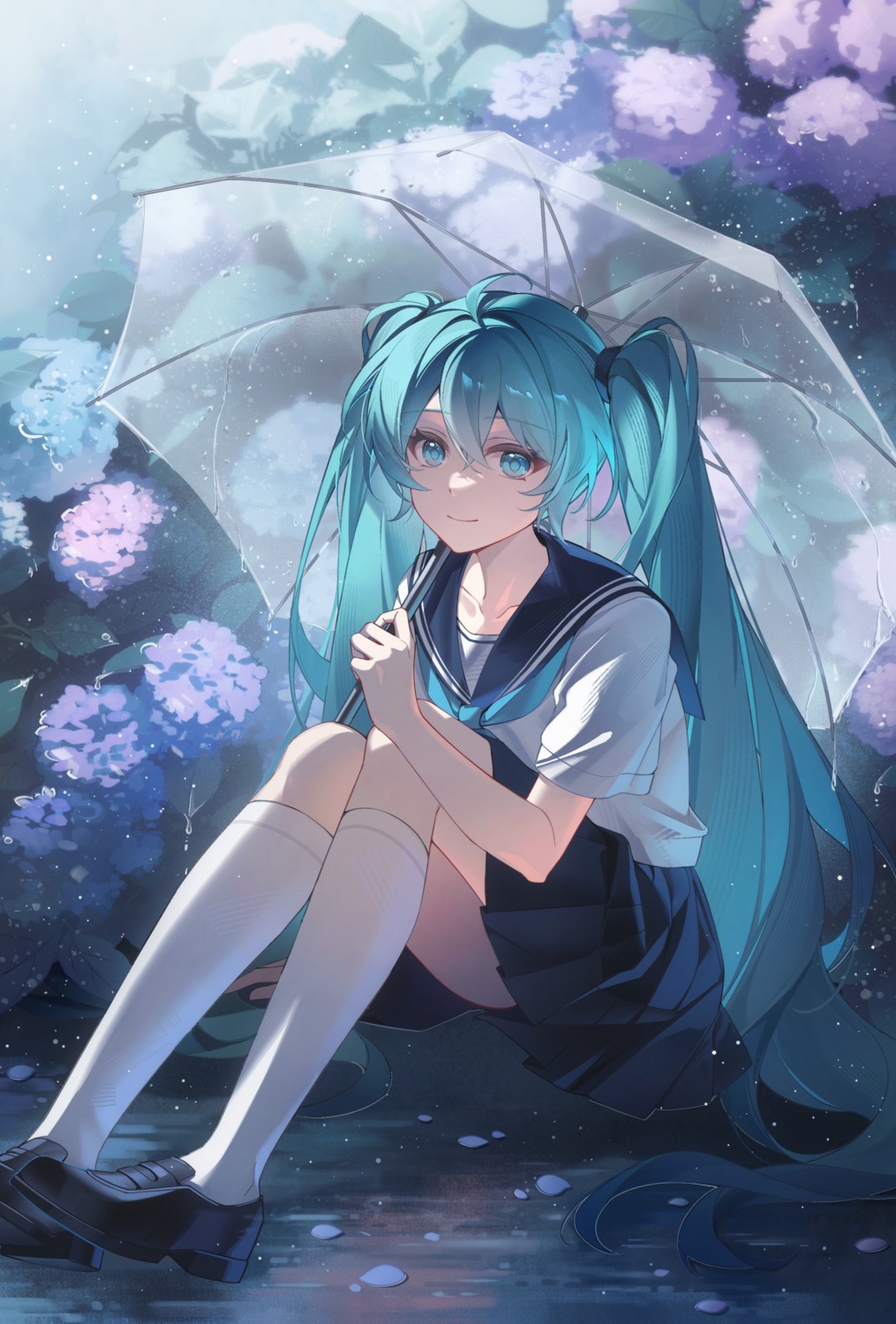 hatsune_miku, kanvien, seifuku, skirt_lift, umbrella, vocaloid