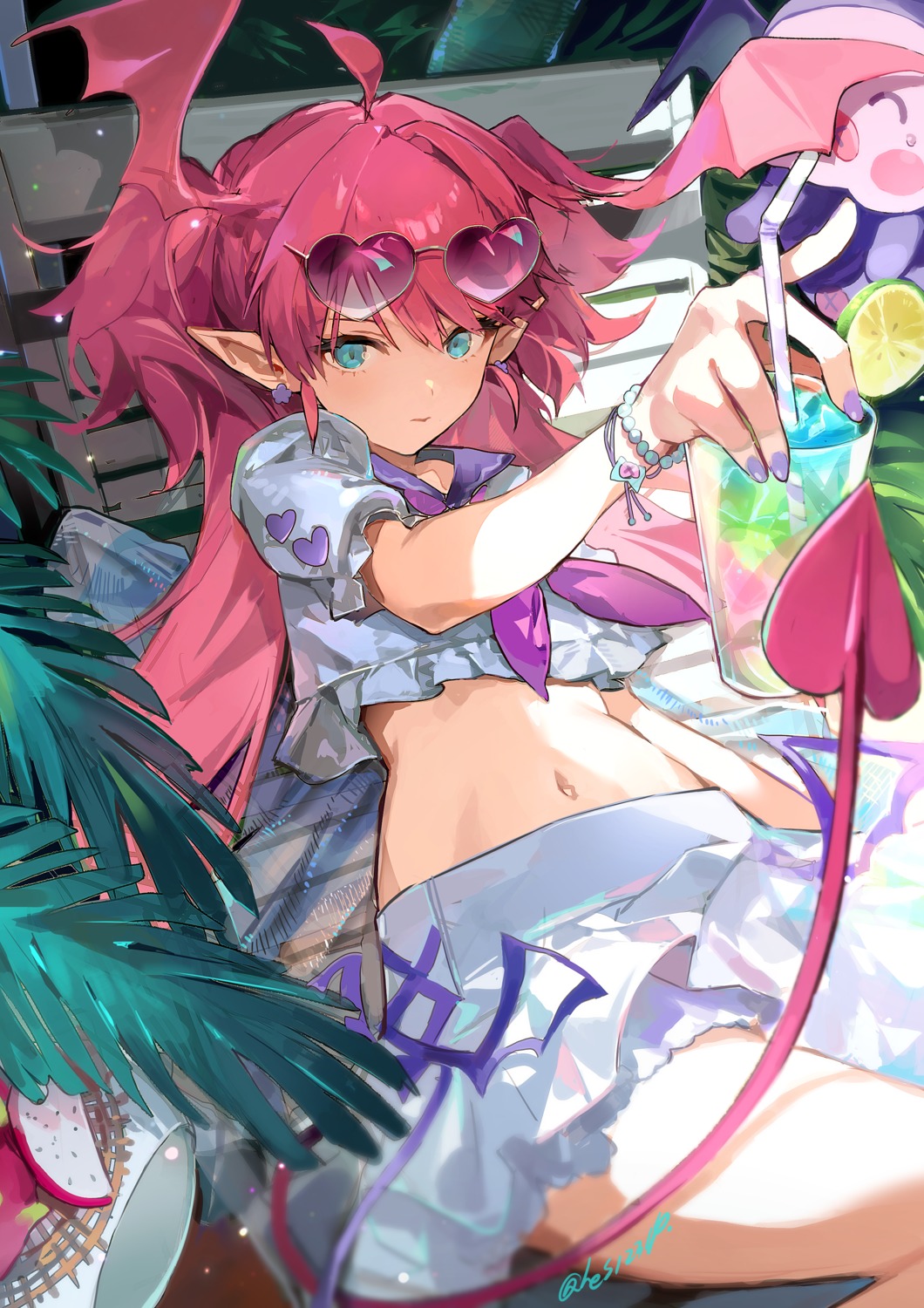 megane, pointy_ears, seifuku, tail, twice12314, wings