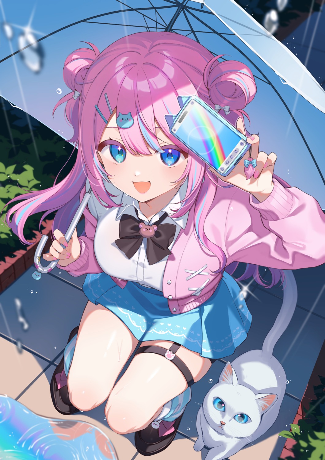 citron_82, detexted, garter, iriam, neko, seifuku, sweater, umbrella, wet
