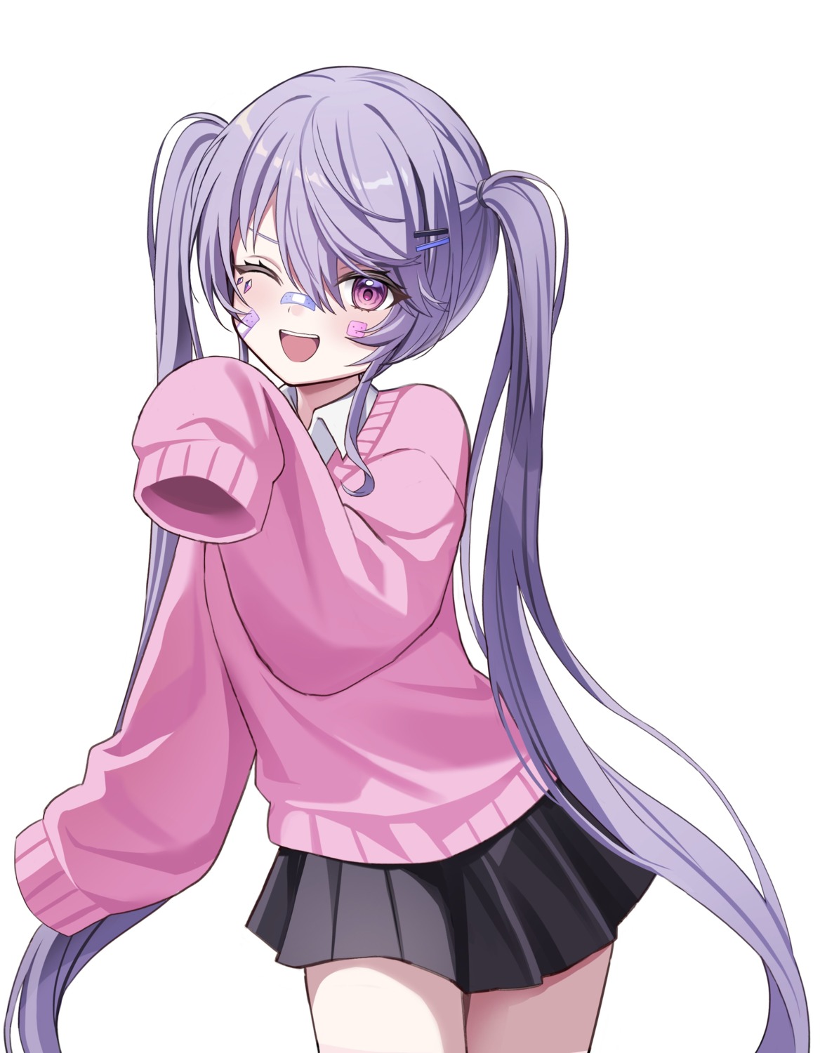 bandaid, hololive, hololive_english, koseki_bijou, noraneco117, seifuku, sweater