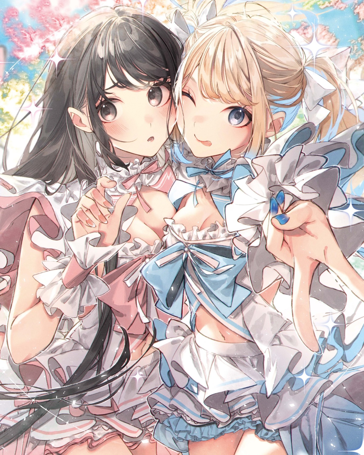 cleavage, houjou_kaori, isekai_de_cheat_skill_wo_te_ni_shita_ore_wa_genjitsu_sekai_wo_mo_musou_suru, kuwashima_rein, lexia_von_alceria, no_bra, uniform, yuri