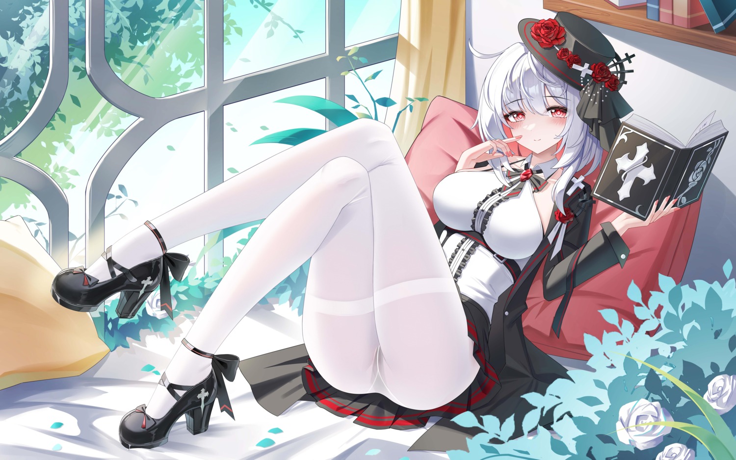 heels, jndfh, pantsu, pantyhose, skirt_lift