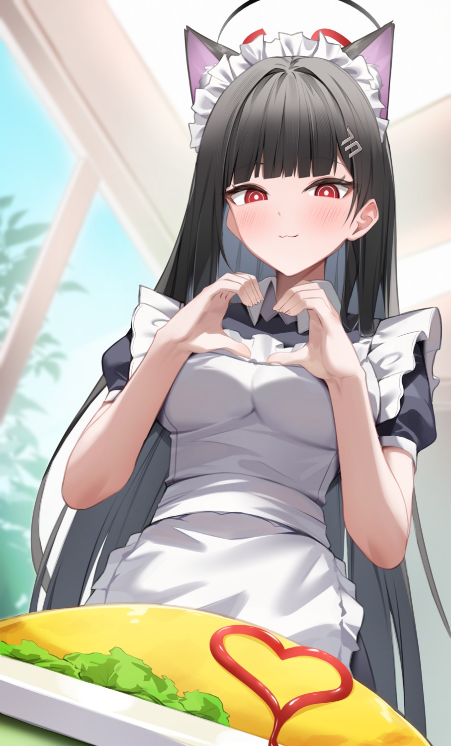 animal_ears, blue_archive, halo, maid, nekomimi, shuvi_(shuvi1125), tsukatsuki_rio, waitress