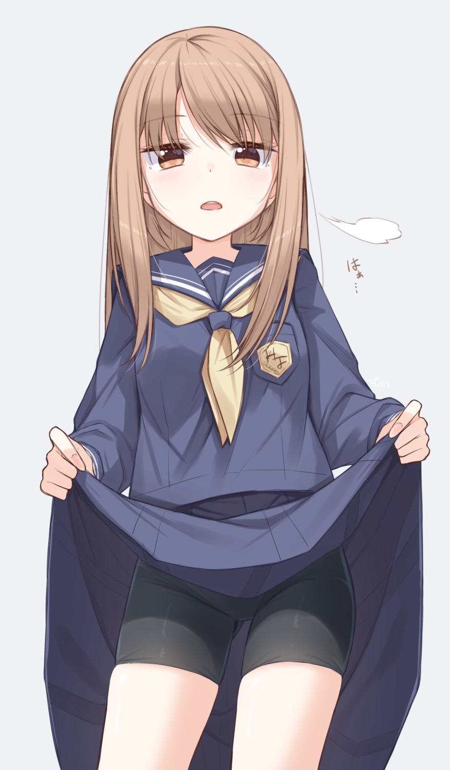 bike_shorts, ina_(inadahime), seifuku, skirt_lift