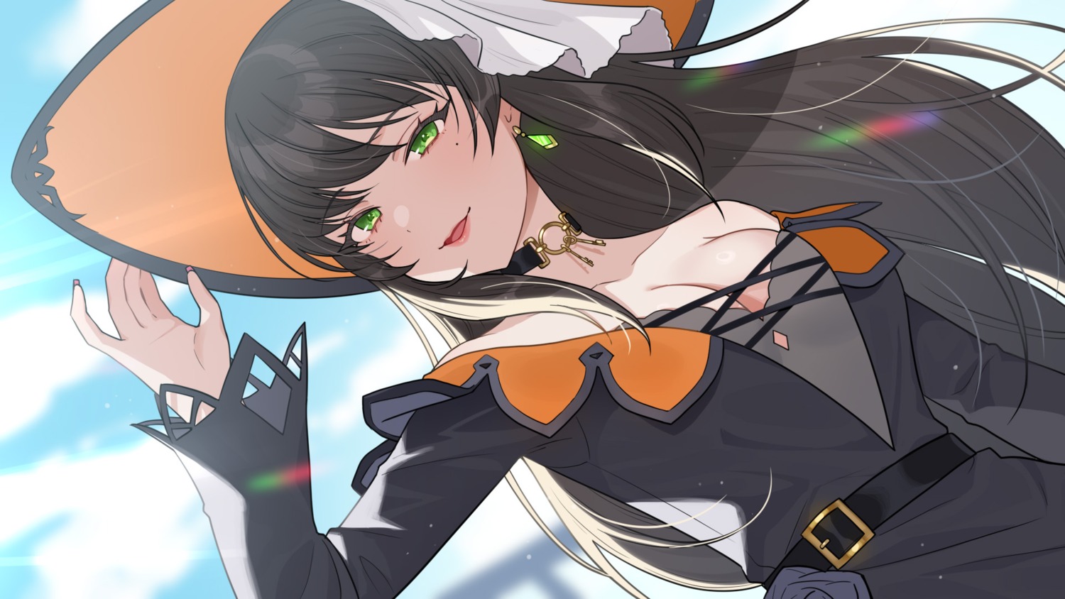 aru_majo_ga_shinu_made, dress, inori_(aru_majo_ga_shinu_made), no_bra, sabamizore, wallpaper, witch