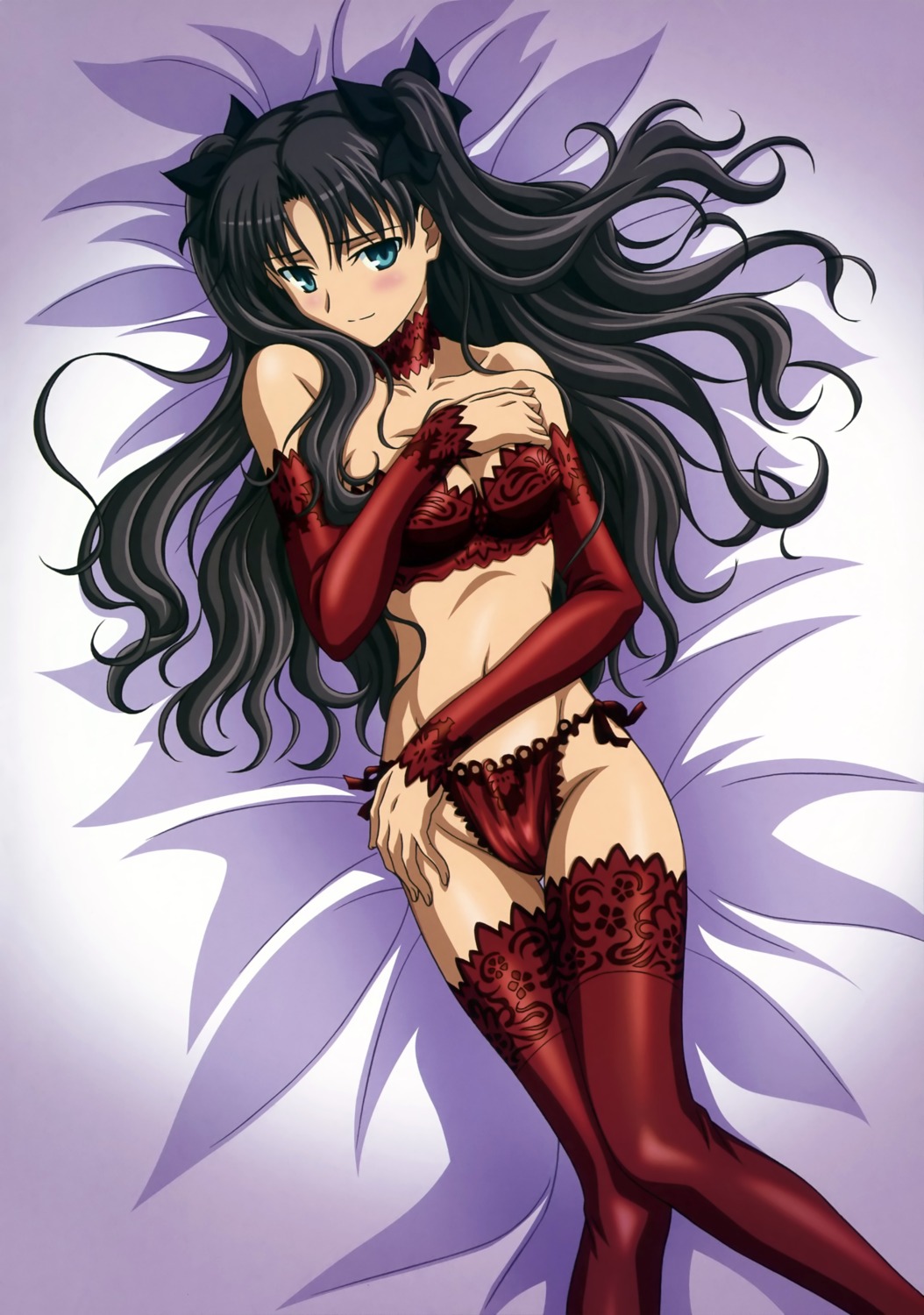 bra, cleavage, club40, fate/stay_night, ishihara_megumi, lingerie, pantsu, string_panties, thighhighs, toosaka_rin