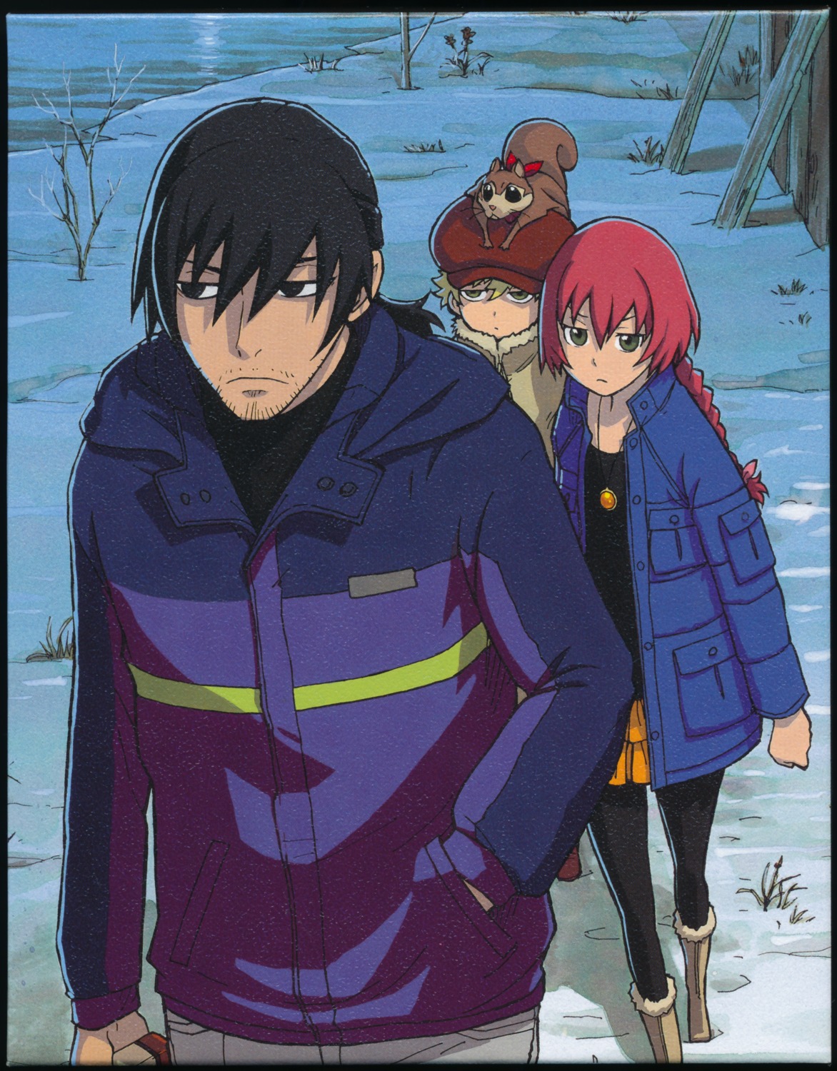 darker_than_black, hei, iwahara_yuuji, july, mao_(darker_than_black), paper_texture, suou_pavlichenko
