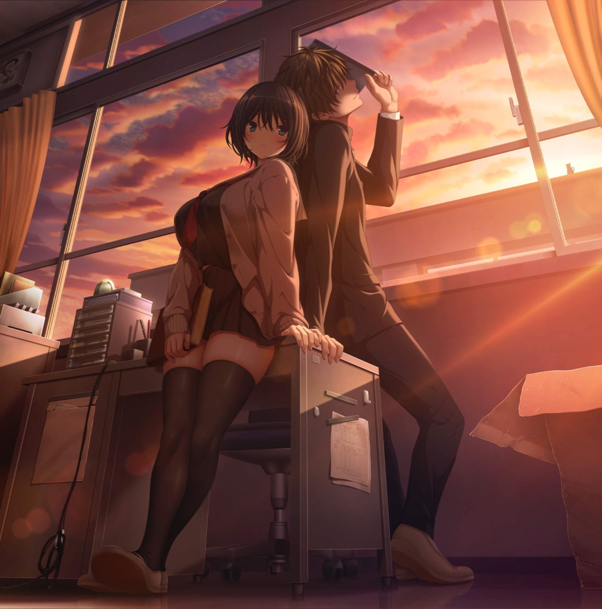 choumai_sui, kinou_yumeto, koku, nandome_ka_no_hajimemashite, purple_software, seifuku, sweater, thighhighs