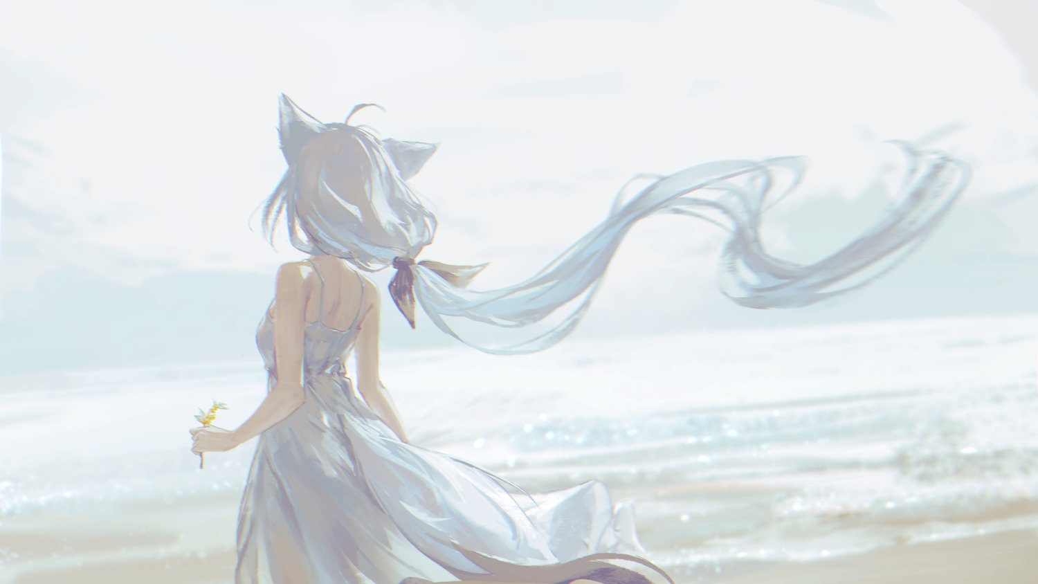 animal_ears, dress, hololive, hololive_gamers, hyde_(tabakko), kitsune, shirakami_fubuki, summer_dress