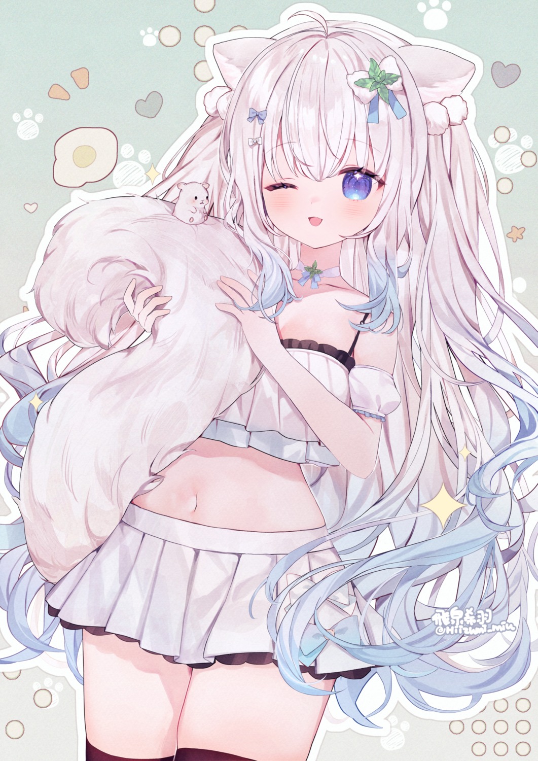 animal_ears, indie_virtual_youtuber, nekomimi, raimu_minto, simio_rou, tail, thighhighs