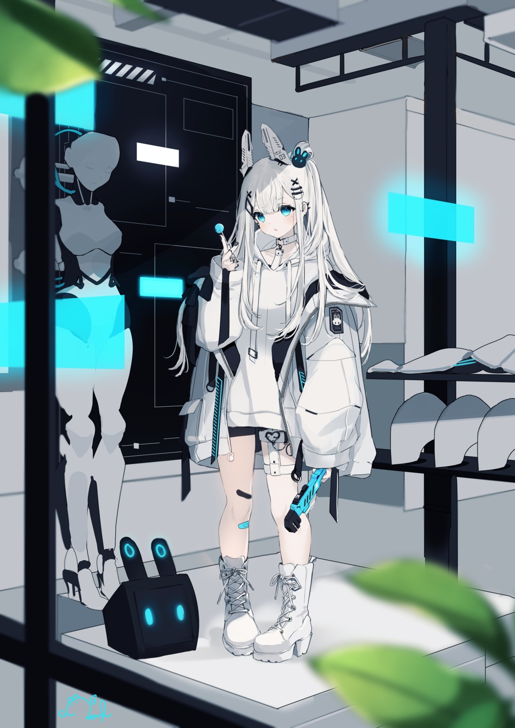 animal_ears, bandaid, beryl_(blueberylpie), bike_shorts, bunny_ears, garter
